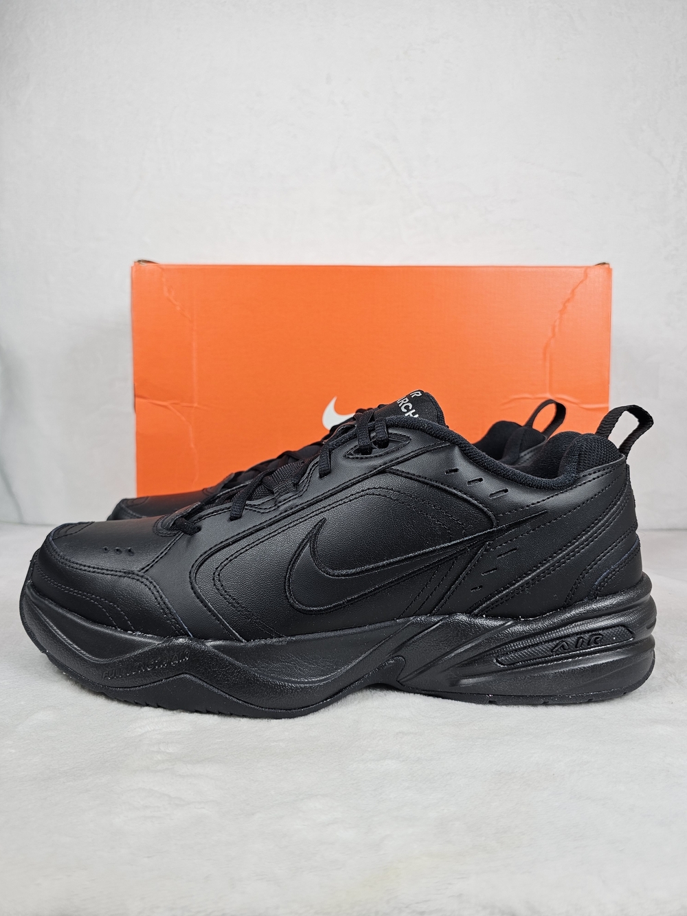 Nike Air Monarch IV Triple Black Walking Shoes Men's Size 14 (415445-001)